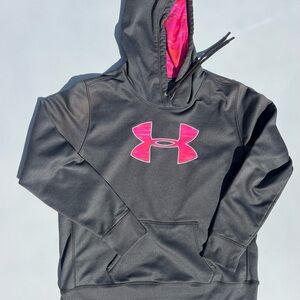 Under Armour Gray Hoodie with Pink Logo & Lined Hood Womens Size XL XLarge